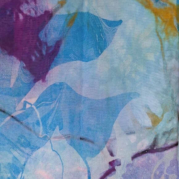 6 Yd Fabric - Vintage Chiffon Voile Tulle Lavenders Aqua Abstract Print 6ydx59in - Picture 1 of 13